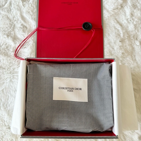 NEW Dior Bundle Houndstooth Gift Box Drawstring Pouch Bag Cosmetic Pillow - Picture 13 of 16